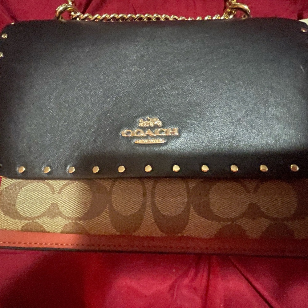 Coach crossbody with chain, several pockets, never used